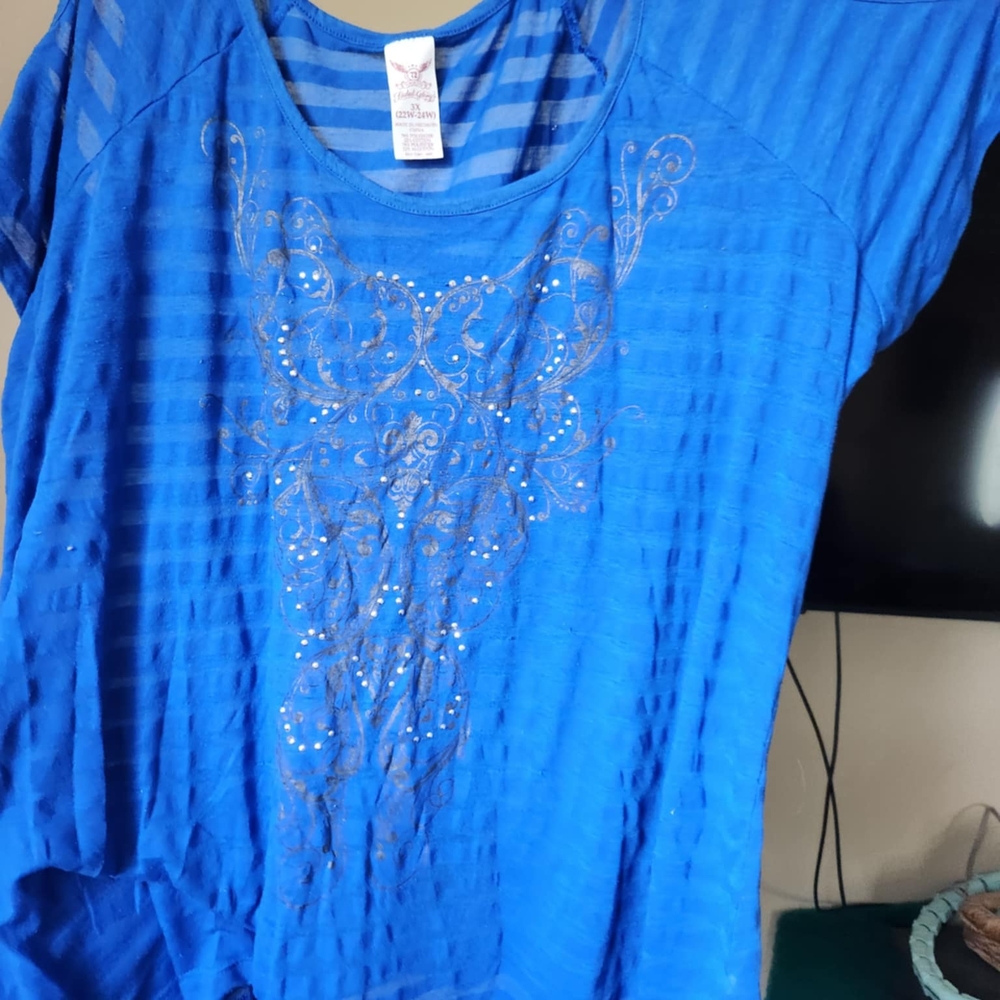 Blue Embellished Women's Top